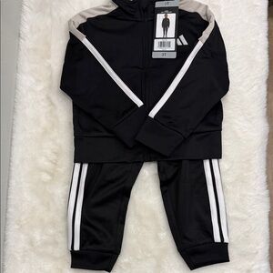 NWT Adidas Kids Black Joggers with White Stripes